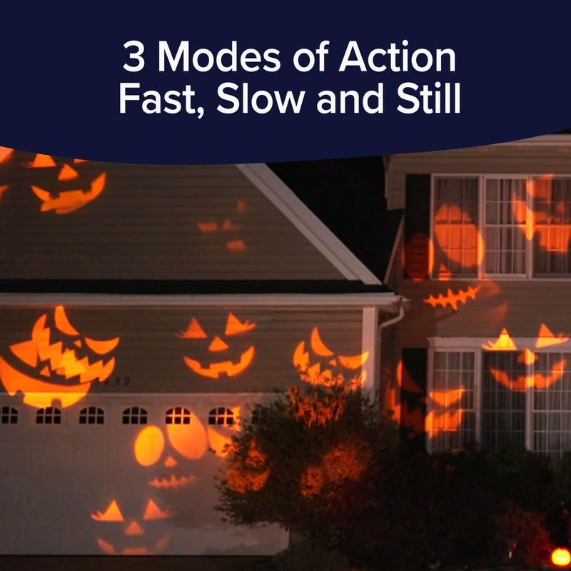 Star Shower Slide Show Halloween Holiday LED Projector, AS SEEN ON TV, Showcase Your Home With Full-Color Holiday Slides, Use 2 or More for Spooktacular Results, Includes 6 Halloween Slides & Remote - Image 4